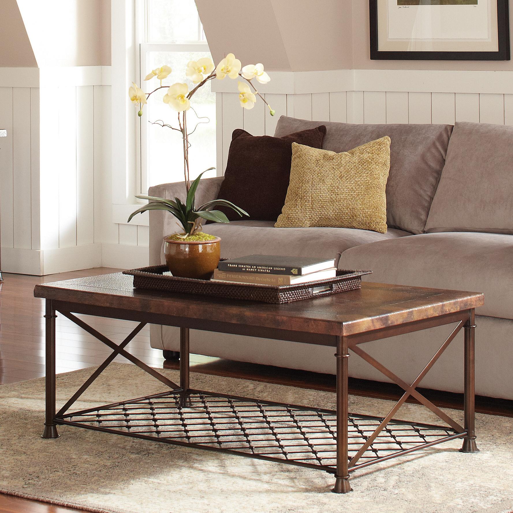 Riverside Furniture Chalet Rectangular Cocktail Table with Metal Wire